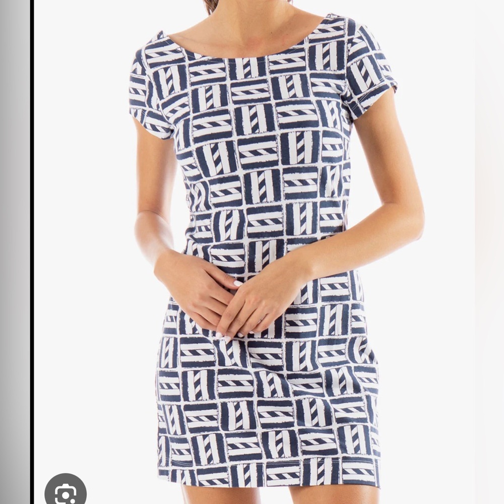 MAHI GOLD Blue and White Patterned Dress